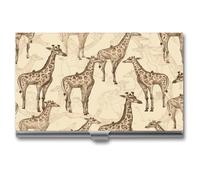 YHEGBFD Metal Business Card Case,Hand Drawn Giraffes Print Business Card Holder,business Card Box,slim Business Card Case for Men & Women