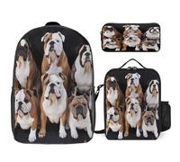 YHEGBFD Pocket Backpack,English Bulldogs Print Cross Body Lunch Bag Set,casual Daypacks,3 Pcs Backpack Set, Style, One Size
