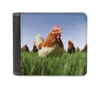 YHEGBFD Slim Wallet for Men,Funny Chicken Grass Print Men Wallet,card Wallet,Bifold Wallets,front Pocket Wallets for Men, style, One Size, Modern