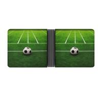 YHEGBFD Slim Wallet for Men,Green Grass Field Soccer Print Men Wallet,card Wallet,Bifold Wallets,front Pocket Wallets for Men, style, One Size, Modern