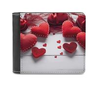 YHEGBFD Slim Wallet for Men,Handmade Red Hearts Print Men Wallet,card Wallet,Bifold Wallets,front Pocket Wallets for Men, style, One Size, Modern