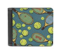 YHEGBFD Slim Wallet for Men,Tennis Racquets Tennis Balls Print Men Wallet,card Wallet,Bifold Wallets,front Pocket Wallets for Men, style, One Size, Modern