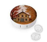 YHEGBFD Spectacle Case,Fall Country Barn Contact Lens Case,portable Contact Lens Case,contact Lens Box with Mirror