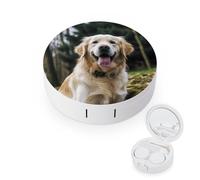 YHEGBFD Spectacle Case,Funny Golden Retriever Contact Lens Case,portable Contact Lens Case,contact Lens Box with Mirror