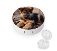 YHEGBFD Spectacle Case,German Shepherd Puppy Contact Lens Case,portable Contact Lens Case,contact Lens Box with Mirror