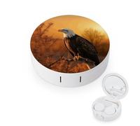YHEGBFD Spectacle Case,Golden Sunset Bald Eagle Contact Lens Case,portable Contact Lens Case,contact Lens Box with Mirror