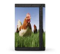 YHEGBFD Wallet,Funny Chicken Grass Trifold Wallet,wallet with Key Ring,blocking Trifold Wallet Sleek And Slim for Men And Women., Funny Chicken Grass, One Size, Modern