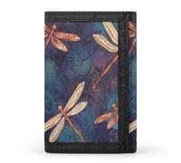 YHEGBFD Wallet,Hand Painted Dragonfly Trifold Wallet,wallet with Key Ring,blocking Trifold Wallet Sleek And Slim for Men And Women., Hand painted dragonfly, One Size, Modern