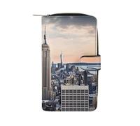 YHEGBFD Wallet Leather Empire State Building Print Wallets Stylish Wallet Zipper Wallet Holder for Men Women Genuine Leather Pocket Wallet, 19.7x11x3.5cm, Empire State Building, 19.7x11x3.5cm