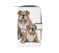 YHEGBFD Wallet Leather English Bulldogs Print Wallets Stylish Wallet Zipper Wallet Holder for Men Women Genuine Leather Pocket Wallet, 19.7x11x3.5cm, English Bulldogs, 19.7x11x3.5cm, Classic