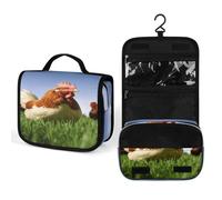 YHEGBFD Wash Bag,Funny Chicken Grass Full Print Wash Bag,hanging Toiletry Bag,toiletry Bag,multifunction Cosmetic Bag for Women And Men, Funny Chicken Grass, 22.5x18.5cm