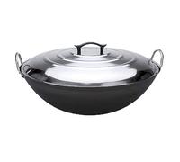 YHEIANJ Cast Iron Wok Pan Large Iron Pan Extra Large Pot Old-Fashioned Thick Cast Iron Pan Canteen Cooking Cooked Iron Pan Oversized Infinite Wok,45CM,55cm