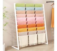 YHEIANJ Clothing Store Suit Pants Metal Display Stand Scarf Storage Retail Boutiques Tie Belt Sheets Shawl Hanger Hijab Organize Towel Rack, Organizer Rack, Detachable Crossbar S,White 150x40x145cm