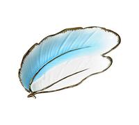 YHEIANJ Fruit Bowl, Blue Feather Shape Ceramic Fruits Snacks Candy Plate, Nuts Dried Fruit Tray, Desktop Decorative Ornaments Thanksgiving