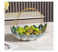 YHEIANJ Light Luxury Fruit Basket, Fashion Ceramic Dried Fruit Plate, Nuts Berry Bowl Display Stand, Snacks Candy Storage Tray for Home Living Room Decoration Ornament Gift,A