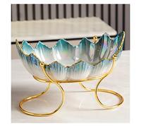 YHEIANJ Light Luxury Fruit Bowl, Ceramic Dried Fruit Plate with Pedestal, Nuts Berry Display Stand, Snacks Candy Storage Tray,A