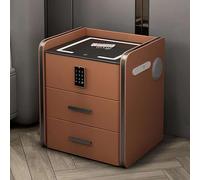 YHEIANJ Smart Bedside Table with Wireless Charging LED Lights Combination Lock 3 Drawers USB Ports & Bluetooth Speaker - Modern Bedroom Furniture Solution，Orange a 43x40cm/17x16in