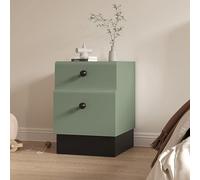 YHEIANJ Solid Wood Nightstand with 2 Drawers Compact Storage Table for Bedroom Living Room Sofa Studio Small Space - 13.8" Light Gray End Table,Green 11.8
