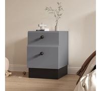 YHEIANJ Solid Wood Nightstand with 2 Drawers Compact Storage Table for Bedroom Living Room Sofa Studio Small Space - 13.8" Light Gray End Table,Blu 15.7