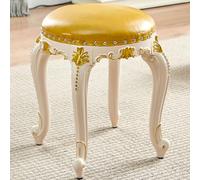 YHEIANJ Vintage Vanity Stool, Round Vanity Stool Chair, Stool for Vanity with Sturdy Wooden Legs, Padded Vanity Seat for Kitchen/Counter/Bar Area,Yellow Style C