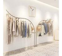 YHEIANJ Wall Mounted Coat Rack, Stainless Steel Clothes Rack, Brushed Silver Craft Round Tube Clothes Rail For Clothing Store, Creative Boutique Display Rack For Clothing Shop,450cm