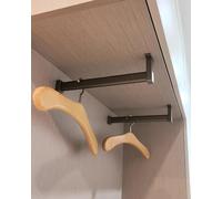 YHEIANJ Wardrobe Rail L-Shaped Clothes Hanger Rod 2 Pack, Heavy Duty Wardrobe Rail Bracket Supports, Hanging Clothes Garment Rack for Windows/Cloakroom/Home/Office,Black 38cm/15in/1.2ft