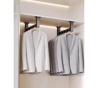YHEIANJ Wardrobe Rail Top Mount Clothes Hanging Bar 2 Pieces, Saving Space Dorm Cloakroom Pole for Closet to Hang Clothes, Waterproof Shower Rod for Curtains，Black 82cm/32.3in/2.7ft