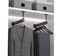 YHEIANJ Wardrobe Rail Top Mounted Wardrobe Bar Hanger Heavy Duty, L-Shaped Metal Clothes Closet Rod Support, 10 20 30 40 50 60 70 80 90 100 cm Long Shower Curtain Rail，Black 82cm/32.3in/2.7ft