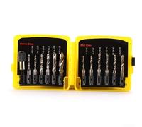 Yhenlovtt 13-Piece Hex Shank Combination Tap Set with High- Steel Drill Bits for SAE and Metric Thread Sizes -M10, 6.35mm Shank, Includes Storage Case
