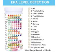 Yhenlovtt 16 in 1 Drinking Water Test Kit with Test Tube and Dropper for Swimming Pools, Spas, Aquariums and Industrial Wastewater - 50/100 Strips(100PCS)