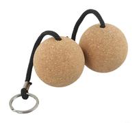 Yhenlovtt 2 Pack 50mm Floating Cork Ball Key Ring with Buoyant Rope for Canoe Rafting and Sailing Boat, Lightweight Wood Keychain Keeps(Black)