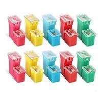 Yhenlovtt 20pcs Automotive Square Fuse Connector Set with 20A-60A Circuit Protection for Cars, Trucks, SUVs and RVs - High and Low Type Fuses Included