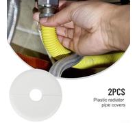 Yhenlovtt 2pcs Outer Radiator Pipe Cover for 70mm Pack 15mm Inner Diameter Decorative Black Silver Gold White Plastic Covers Collar Water Gas Heating Pipes Simple Position (WHITE)