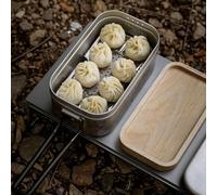 Yhenlovtt 304 Stainless Steel Camping Lunch Box with Steaming Net for Outdoor Picnic and Hiking 13.5x8.5cm Top Thickened Pattern Having Efficient S