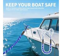 Yhenlovtt 4-5.5 Bungee Dock Line Mooring Rope with Top Elastic Latex Core for Jet Ski and Small Boats up 3500lbs for 2-pack Set (BLUE BLACK WHITE)