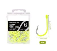 Yhenlovtt 50pcs Fluorescent Fishing Hooks Barbed Single Circle Carp Hook for Sea Fishing, High Carbon Steel Construction, Size 1-11(7#)