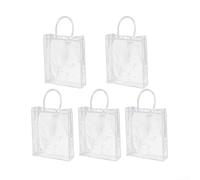 Yhenlovtt 5PCS Transparent Clear PVC Tote Bags with Handles, Reusable Plastic Bags for Shopping, Retail Packaging, and Special Occasions (35x30x12cm)