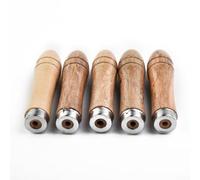Yhenlovtt 5pcs Wooden File Handle, Strong Metal Collar Round Hole Ergonomic Handles Wooden For File Handle With Metal Sleeve, 9cm