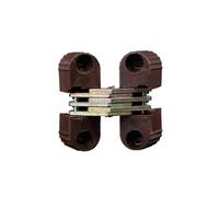 Yhenlovtt 6 Pack Invisible Folding Door Hinge, Concealed Cross Hinge for Cabinet & Furniture, 0-180 Degree Adjustable, Plastic and Iron Construction, White/Brown(Brown)