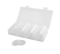 Yhenlovtt 60pcs Coin Capsule Case Storage Box with Adjustable Foam Liner for 17mm 20mm 25mm 27mm 30mm 33mm 38mm 40mm Coins Clear Transparent Organ (B)