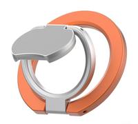 Yhenlovtt Adjustable Magnetic Phone Ring Holder, Two-Sided Magnet Grip Loop, Aluminium Alloy Kickstand For Car Mount, Silver(Orange)
