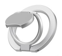 Yhenlovtt Adjustable Magnetic Phone Ring Holder, Two-Sided Magnet Grip Loop, Aluminium Alloy Kickstand For Car Mount, Silver(Silver Gray)