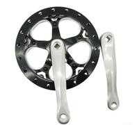 Yhenlovtt Alloy Arms Steel Single Speed or Square Speed Variable Taper Crank Plus Having Folding Disc Aluminium Guard for 170mm Crankset 52t Chainring Bike (Silver Black)