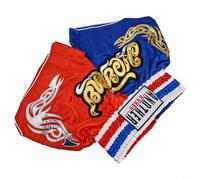 Yhenlovtt Anotherboxer Unisex Muay Thai Boxing Shorts For MMA Kickboxing Fighting Breathable(Blue+Red)