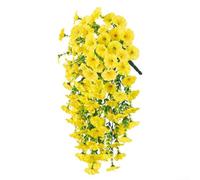 Yhenlovtt Artificial Morning Glory Hanging Flowers 75cm Long Realistic Silk Eucalyptus Leaves Outdoor Indoor Decor Waterproof Faux Plant(yellow)