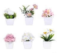 Yhenlovtt Artificial Potted Plants Set With Faux Succulent And Rose, Lifelike Plastic Cloth Foam Decoration For Home Office Tabletop Garden Display(B)