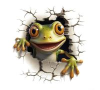 Yhenlovtt Bathroom Wall Sticker, Waterproof PVC Cartoon Frog-Design With Large Eyes, Self-Adhesive Easy Install For Tiles, Mirrors, Glass, Green 30X30cm