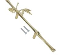 Yhenlovtt Cabinet Handle Solid Brass with Branch Shape Design, Elegant Gold Finish for Drawers, Wardrobes and Cupboards, For Durable and For Easy to Install(RIGHT)