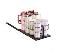 Yhenlovtt Carbon Steel Pull Out Water Bottle Organizer, Kitchen Storage Rack, for 10-40 oz Cups Under-Sink Cabinet Countertop 43.5x25x17cm Black White(black)