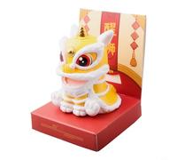 Yhenlovtt Chinese Style Lion Dance Solar Car Dashboard Ornament for Wealth & Fortune(YELLOW)